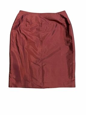 Travis Ayers 100% Silk Dupioni Pencil Skirt Size 16 Burgundy Wine